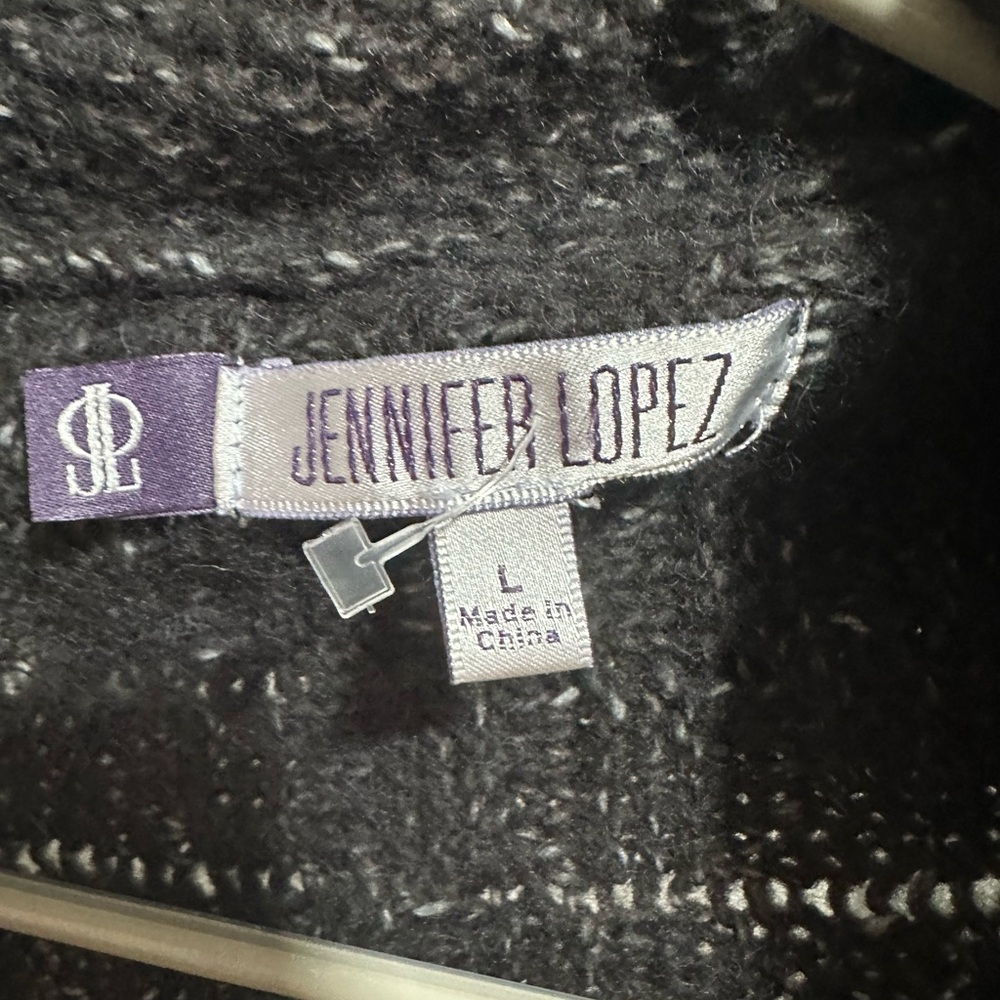 Jennifer Lopez Cocoon Cardigan Sweater Heather Gray with White Specks, Size L - Picture 3 of 6